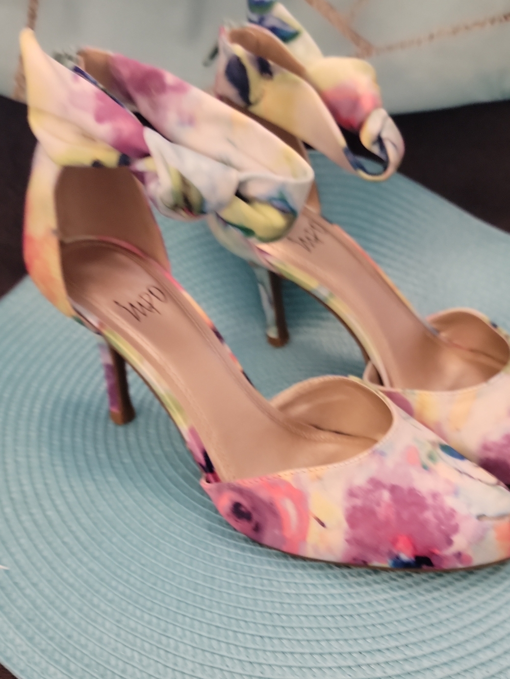 Floral Tie-Ankle High Heel Sandals - Multicolor